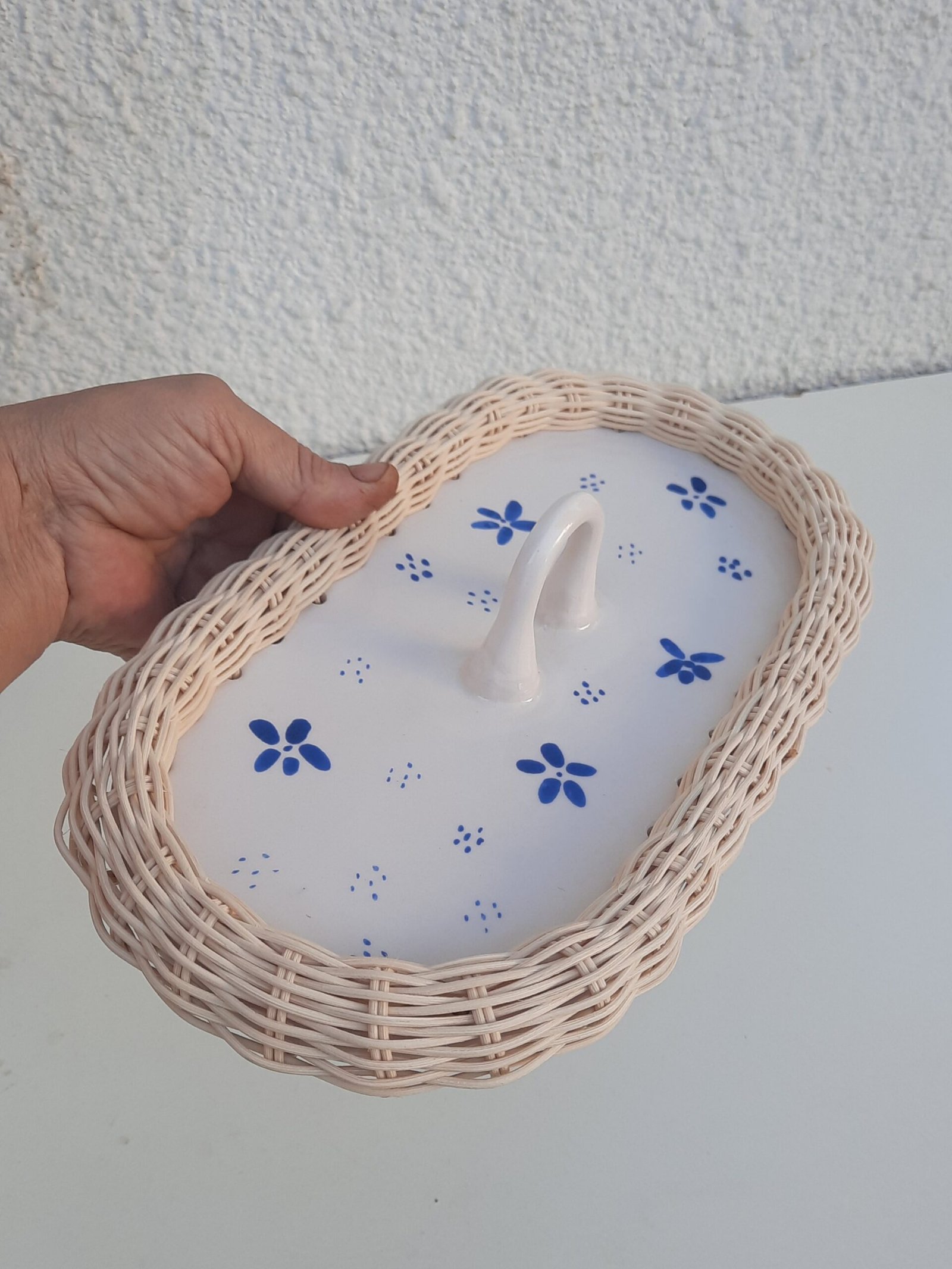 SERAMİK&RATTAN KULPLU OVAL SUNUMLUK